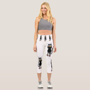 Cat funny Character Scratching Fabric Capri Leggings