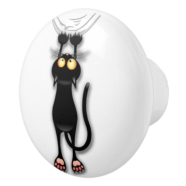 Cat funny Character Scratching Fabric Ceramic Knob (Right)