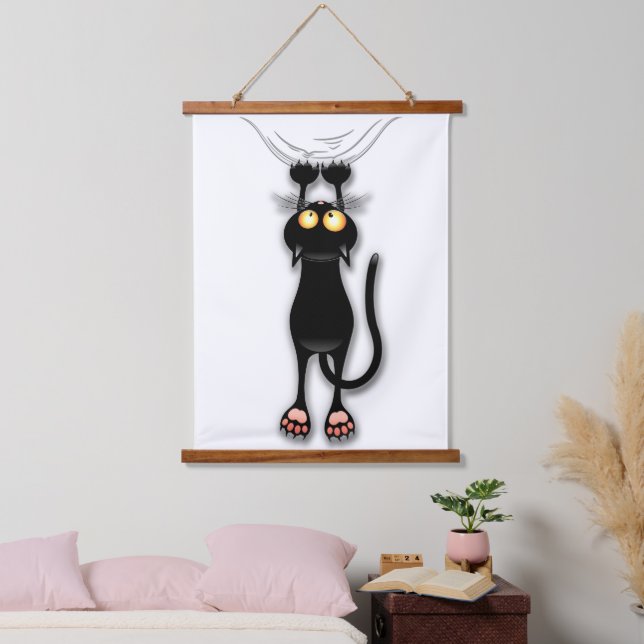 Cat funny Character Scratching Fabric Hanging Tapestry (Bedroom)