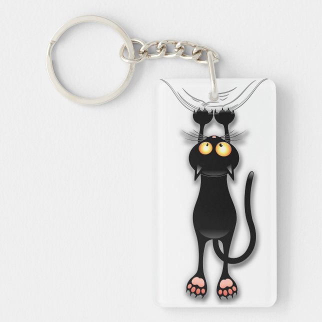 Cat funny Character Scratching Fabric Keychain (Front)
