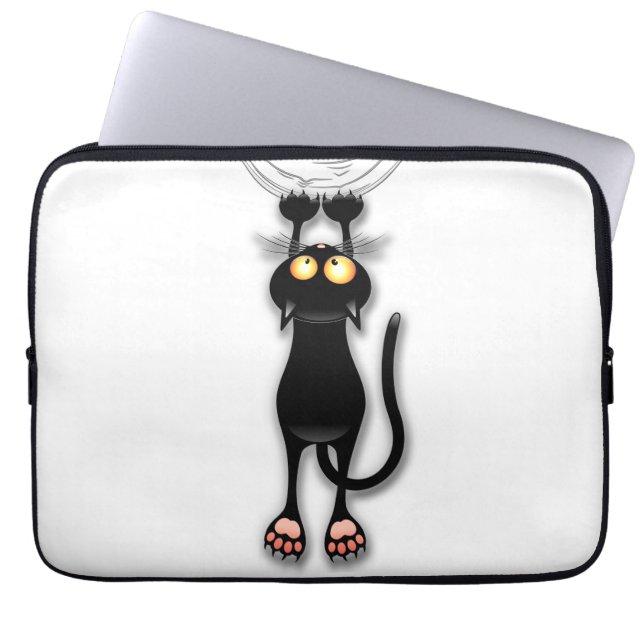 Cat funny Character Scratching Fabric Laptop Sleeve (Front)