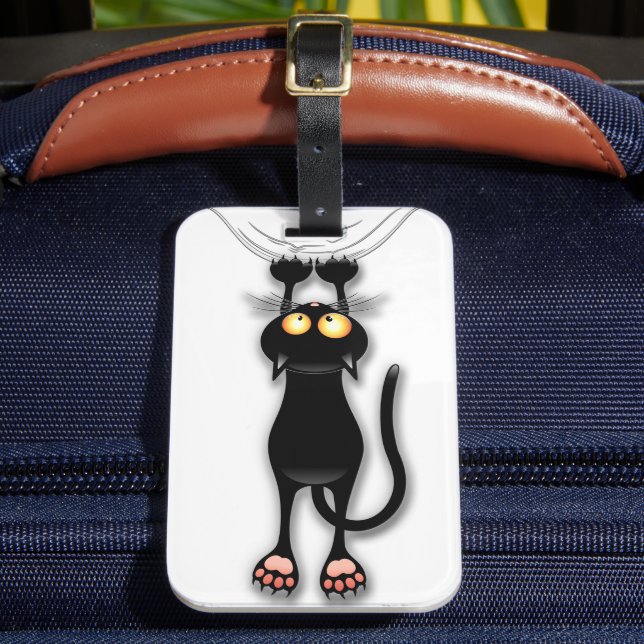 Cat funny Character Scratching Fabric Luggage Tag (Front Insitu 2)