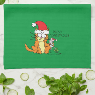 Cat Funny Christmas Cartoon Cute Mouse Kitchen Towel