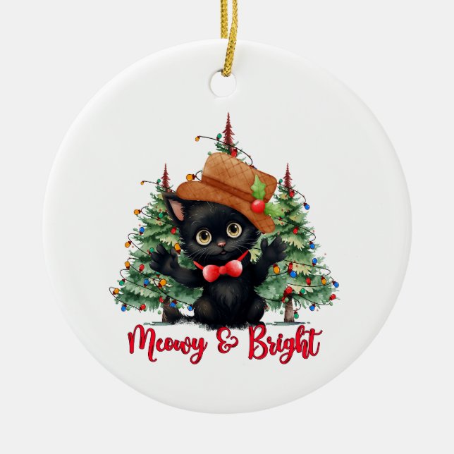 Cat funny Christmas New Year ornament (Front)