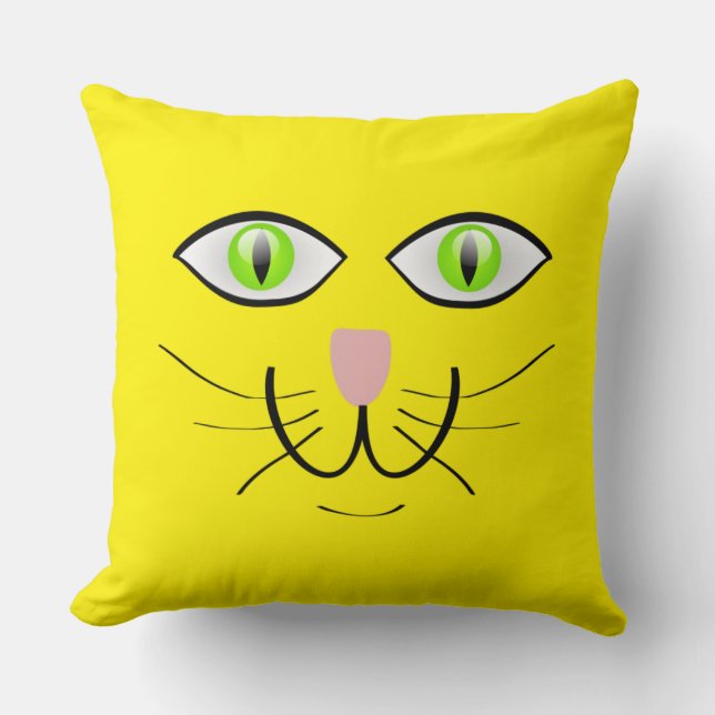 Cat Funny Face Cartoon-29034 Throw Pillow (Front)