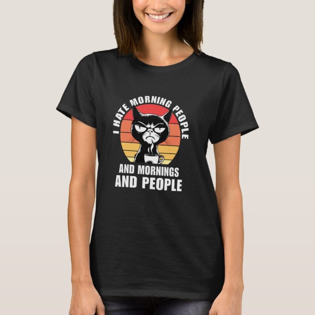 Cat Funny Retro Coffee T-Shirt (Front)