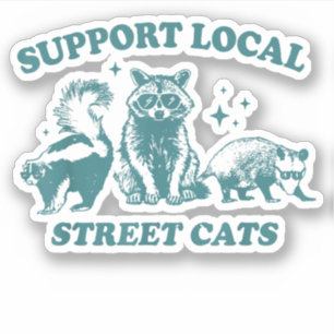 Cat Funny Vintage Raccoon Opossum Skunk