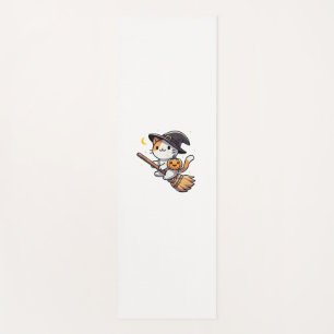 Cat Funny Witch Halloween Costume Broom Stick Boys Yoga Mat