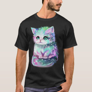 Cat Galaxy Pastel Rainbow colored Cute cat colorfu T-Shirt