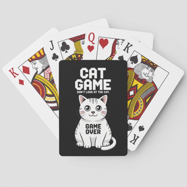 Cat Game Don't Look At The Cat Over Funny Playing Cards (Back)