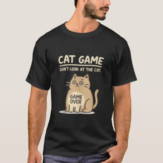 Cat Game Over Funny Cat Owner Hilarious Fat Retro  T-Shirt