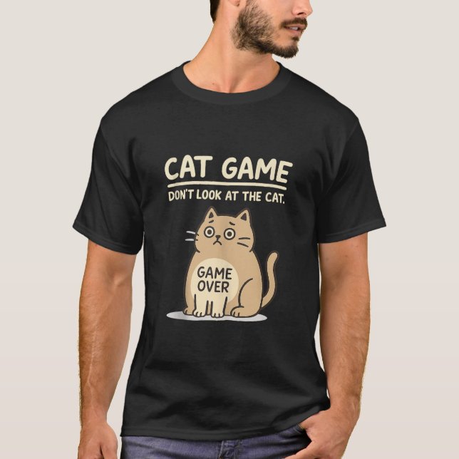 Cat Game Over Funny Cat Owner Hilarious Fat Retro  T-Shirt (Front)