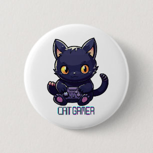 Cat Gamer 2 Inch Round Button