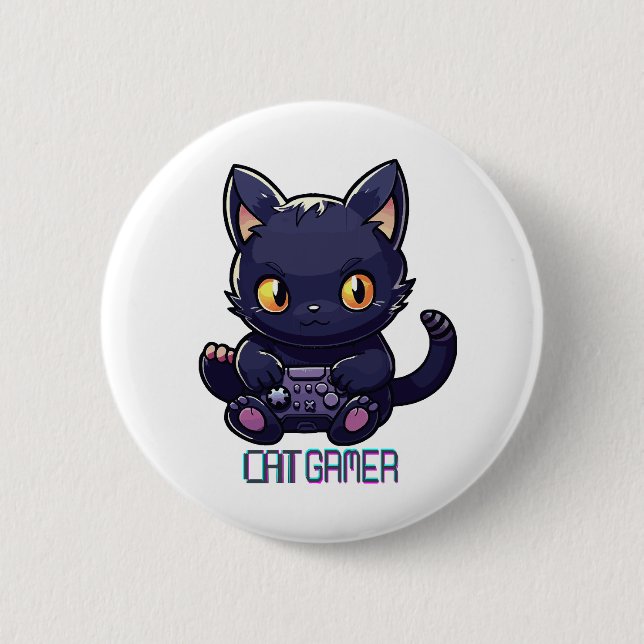Cat Gamer 2 Inch Round Button (Front)