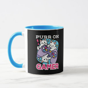 Cat Gamer Design - Purr On Gamer Joystick Art Mug
