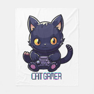 Cat Gamer Fleece Blanket