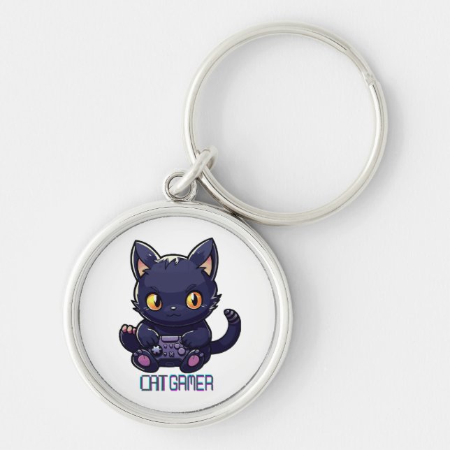 Cat Gamer Keychain (Front)