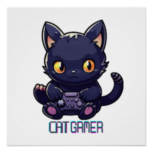 Cat Gamer Poster