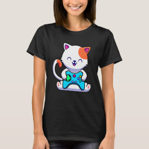 Cat Gaming With Game Console T-Shirt