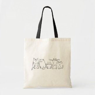 Cat gang Line Art Cartoon illustration Tote Bag