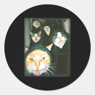 Cat Gang Meme Funny Chaotic Cats Unhinged Feline H Classic Round Sticker