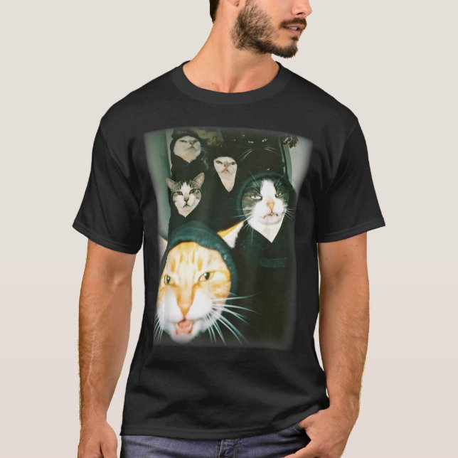 Cat Gang Meme Funny Chaotic Cats Unhinged Feline H T-Shirt (Front)
