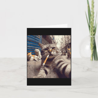 Cat Gangster Street Cats Selfie Funny Meme Humor M Card