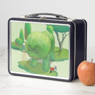 Cat Gardeners and Green Animal Bush Metal Lunch Box