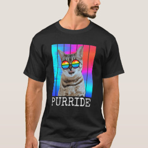 Cat Gay Pride Rainbow Sunglasses Lgbtq For Women T-Shirt