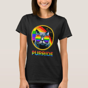 Cat Gay Pride  Rainbow Sunglasses Lgbtq Lgbt T-Shirt