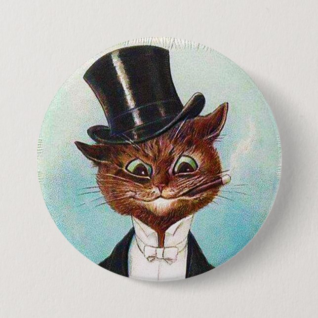 Cat Gentleman, Louis Wain 3 Inch Round Button (Front)