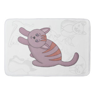 Cat getting ready to jump duvet cover bath mat