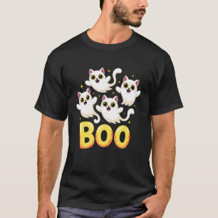 CAT Ghost Boo Cute Kitty Cats Lover Halloween Wome T-Shirt