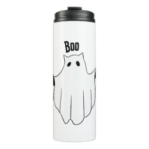 Cat Ghost Boo Halloween Funny Spooky Black Cat Thermal Tumbler