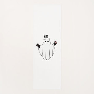 Cat Ghost Boo Halloween Funny Spooky Black Cat  Yoga Mat