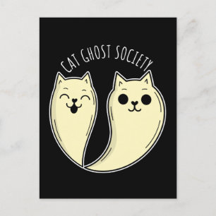 Cat Ghost Society Spooky Funny Pet Halloween Postcard
