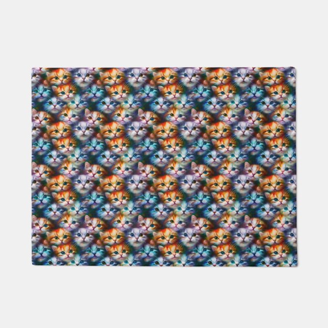 Cat Gift | Cute Cat Faces Doormat (Front)