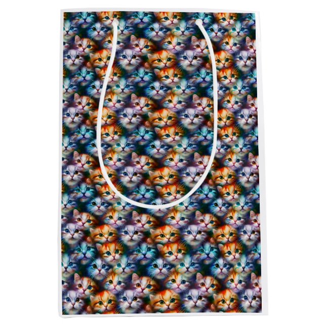 Cat Gift | Cute Cat Faces Medium Gift Bag (Front)