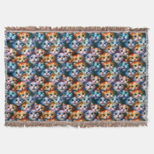 Cat Gift Cute Cat Faces Throw Blanket