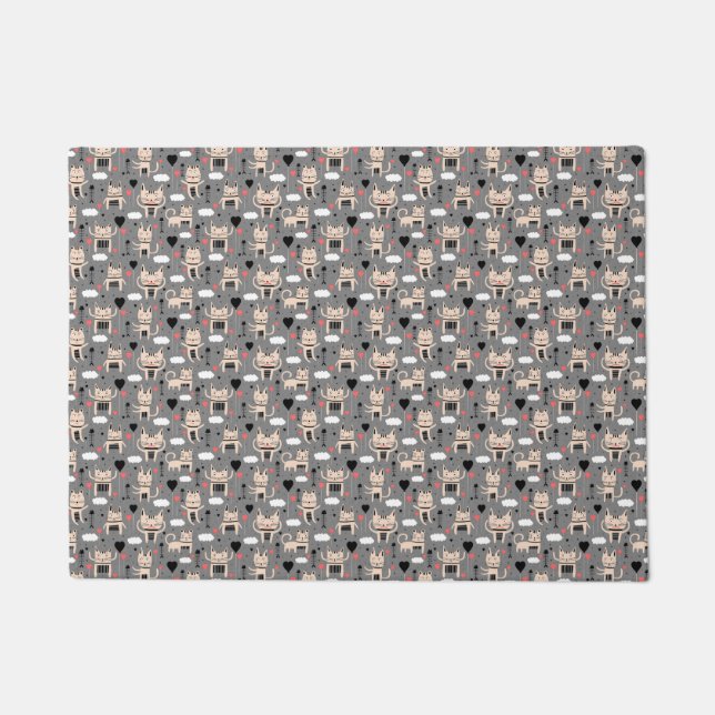 Cat Gift | Cute Cat Pattern Childish Doormat (Front)