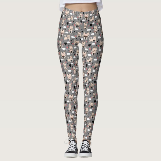 Cat Gift | Cute Cat Pattern Childish Leggings (Front)