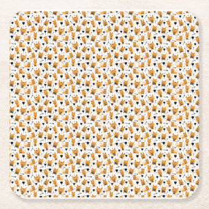 Cat Gift Cute Cat Pattern Childish Square Paper Coaster