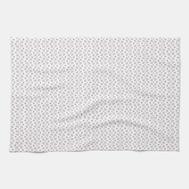 Cat Gift | Cute Cat Pattern Seamless Background Kitchen Towel (Horizontal)