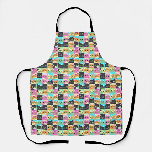 Cat Gift | Cute Kawaii Cat Pattern Apron (Front)