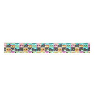Cat Gift Cute Kawaii Cat Pattern Satin Ribbon