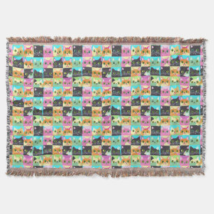 Cat Gift Cute Kawaii Cat Pattern Throw Blanket