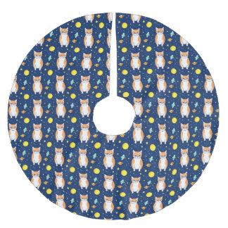 Cat Gift | Space Cat Pattern Graphic Brushed Polyester Tree Skirt