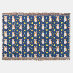 Cat Gift   Space Cat Pattern Graphic Throw Blanket