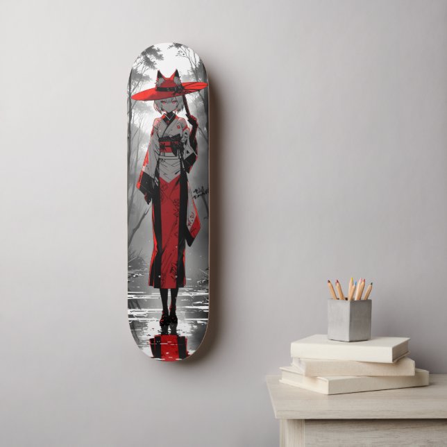 cat girl anime fan art skateboard (Wall Art)
