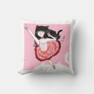 Cat Girl Ballerina Throw Pillow